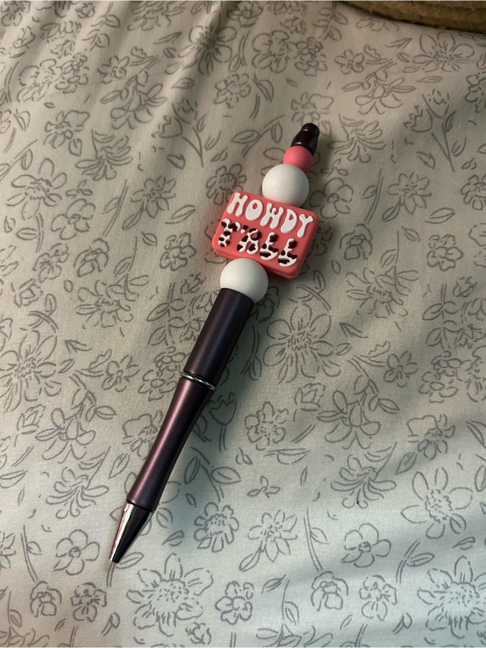 Purple Metallic Ballpoint Pen with Pink 'Howdy Y'all' Charm